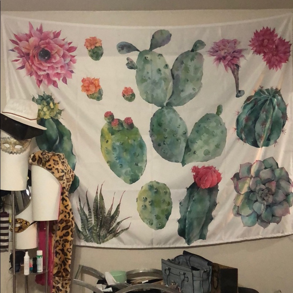 Succulent cactus tapestry